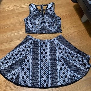 2 piece skirt and crop top outfit